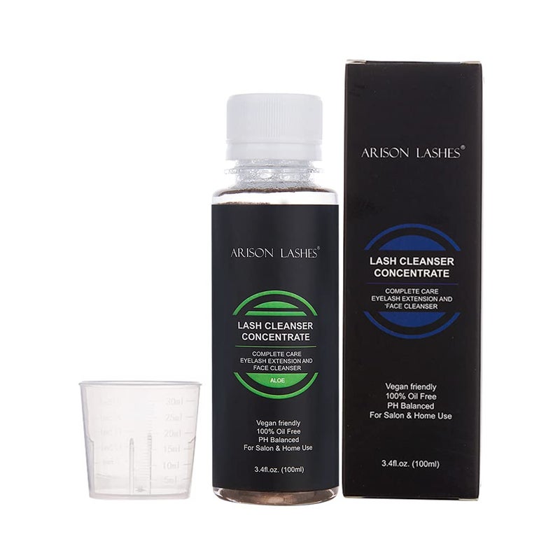 Eyelash Cleanser Concentrate 100ml Professional Lash Extensions Shampoo Natural Foaming Cleanser for Extensions Lashes with Salon Home CareMakes 20 Bottles 60ml Eyelash ShampooAloe